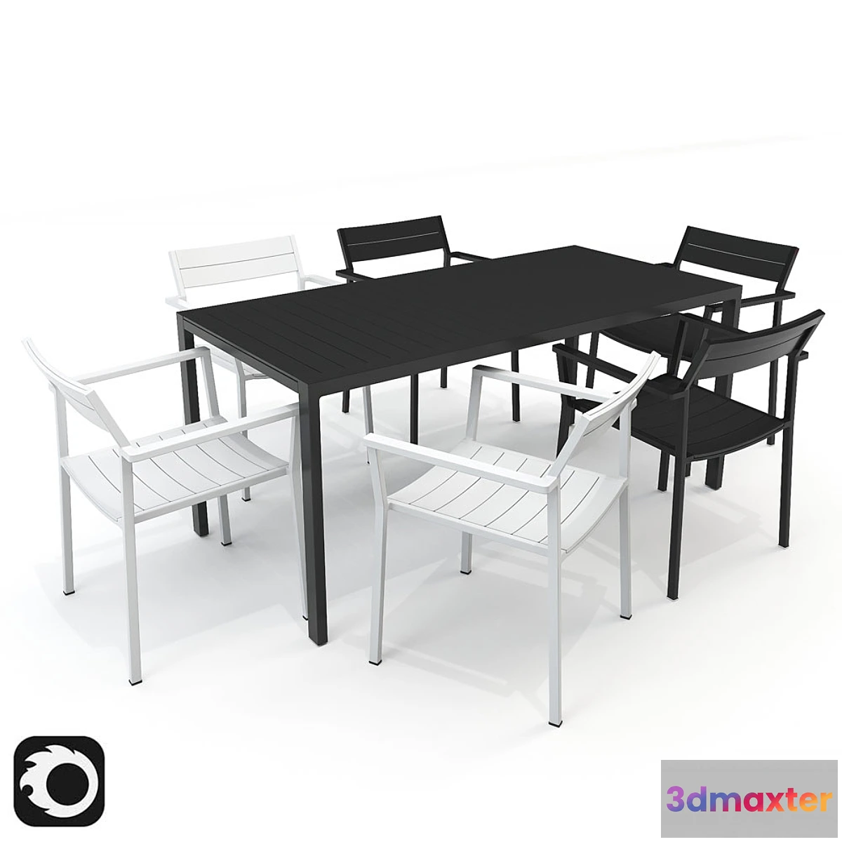 1469316 - Eos Rectangular Table and armchair 3D Max