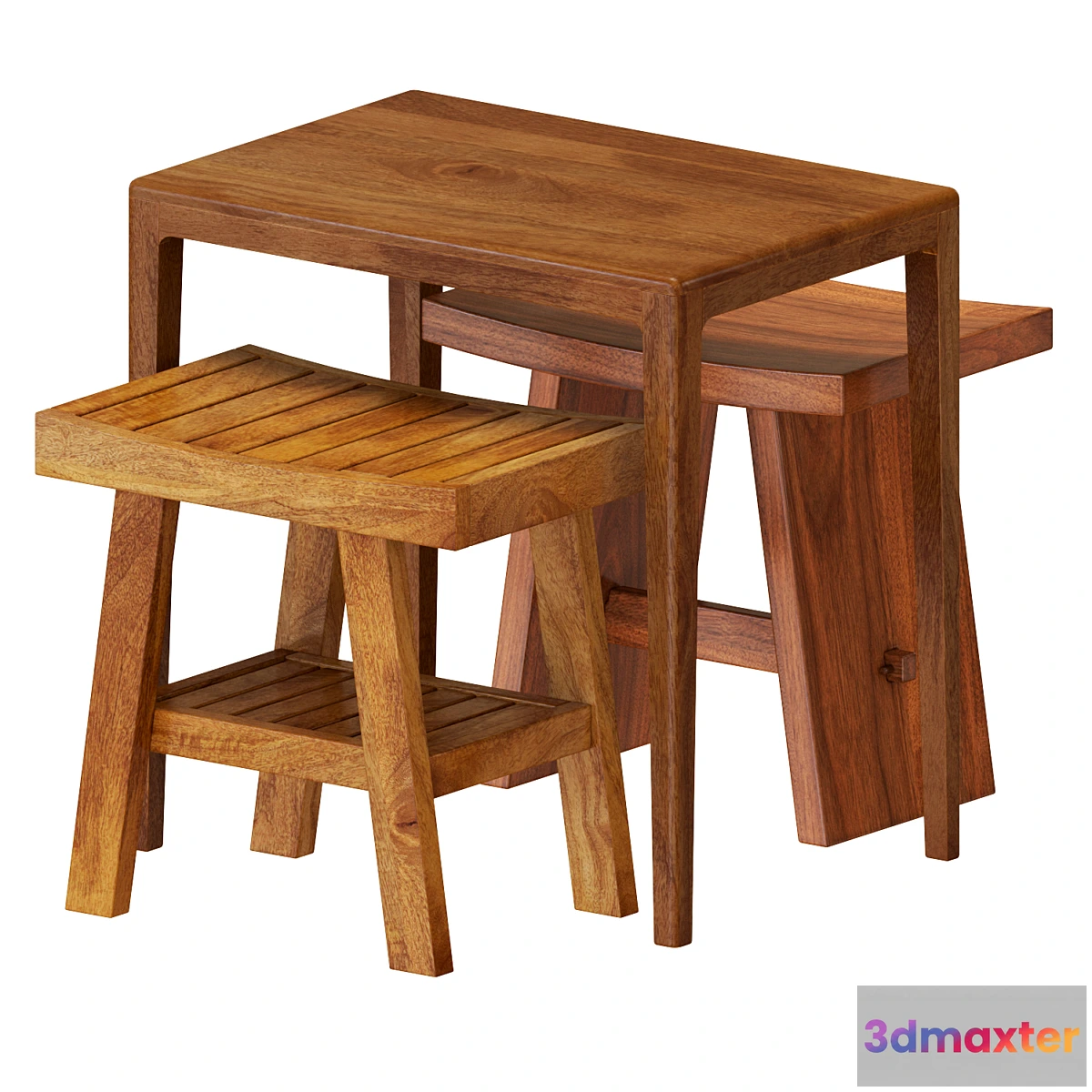 1469604 - Zara Wooden Table And Stools 3D Max