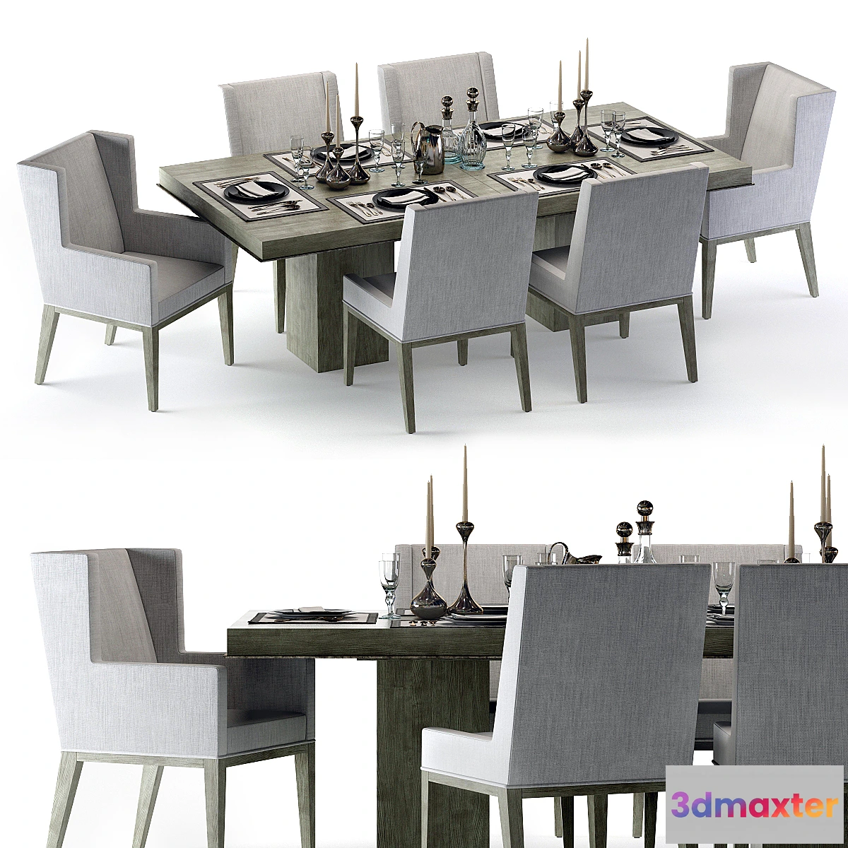 1469786 - Bernhardt Linea Dining Set Greige 3D Max