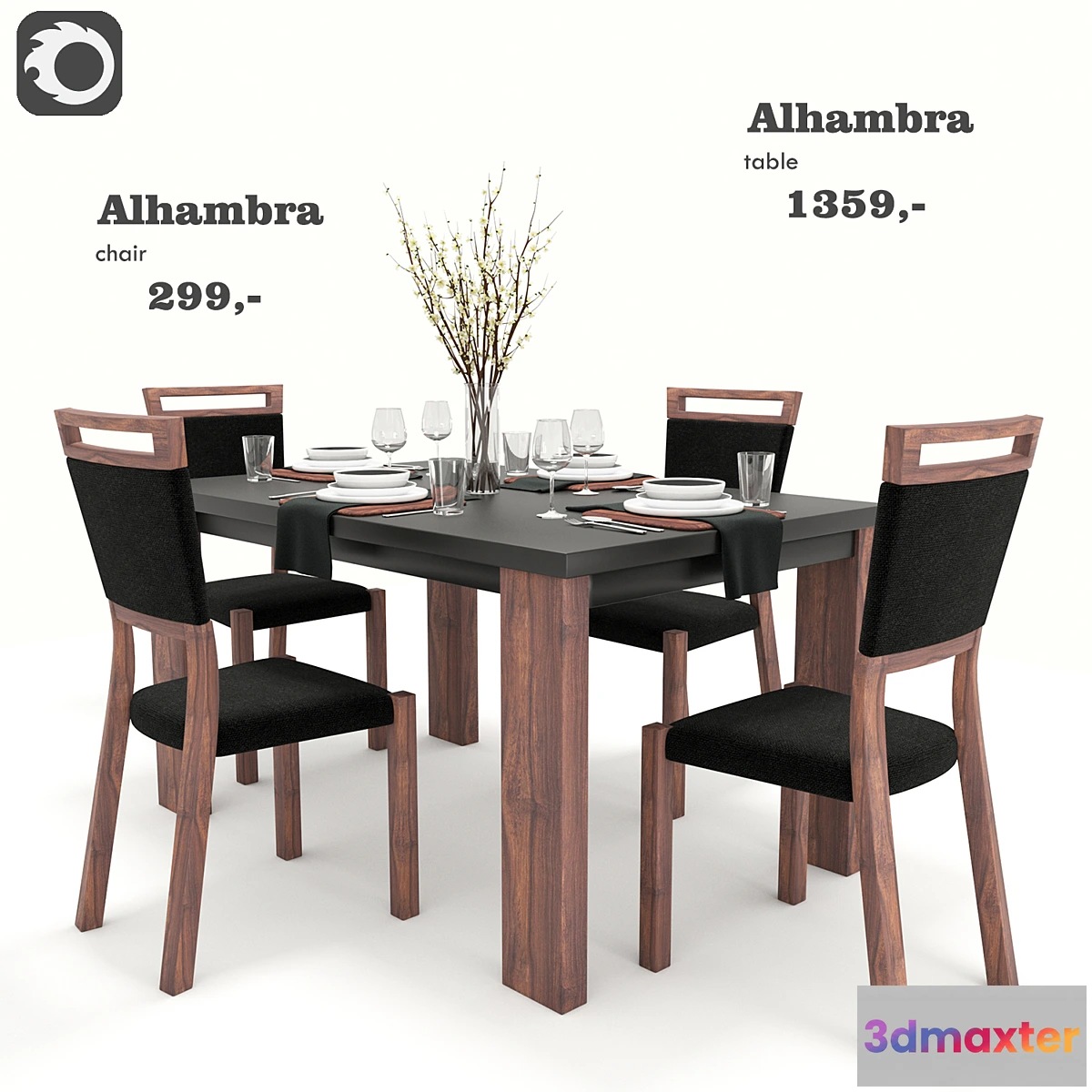 1470190 - Alhambra Dining Set (BRW) 3D Max