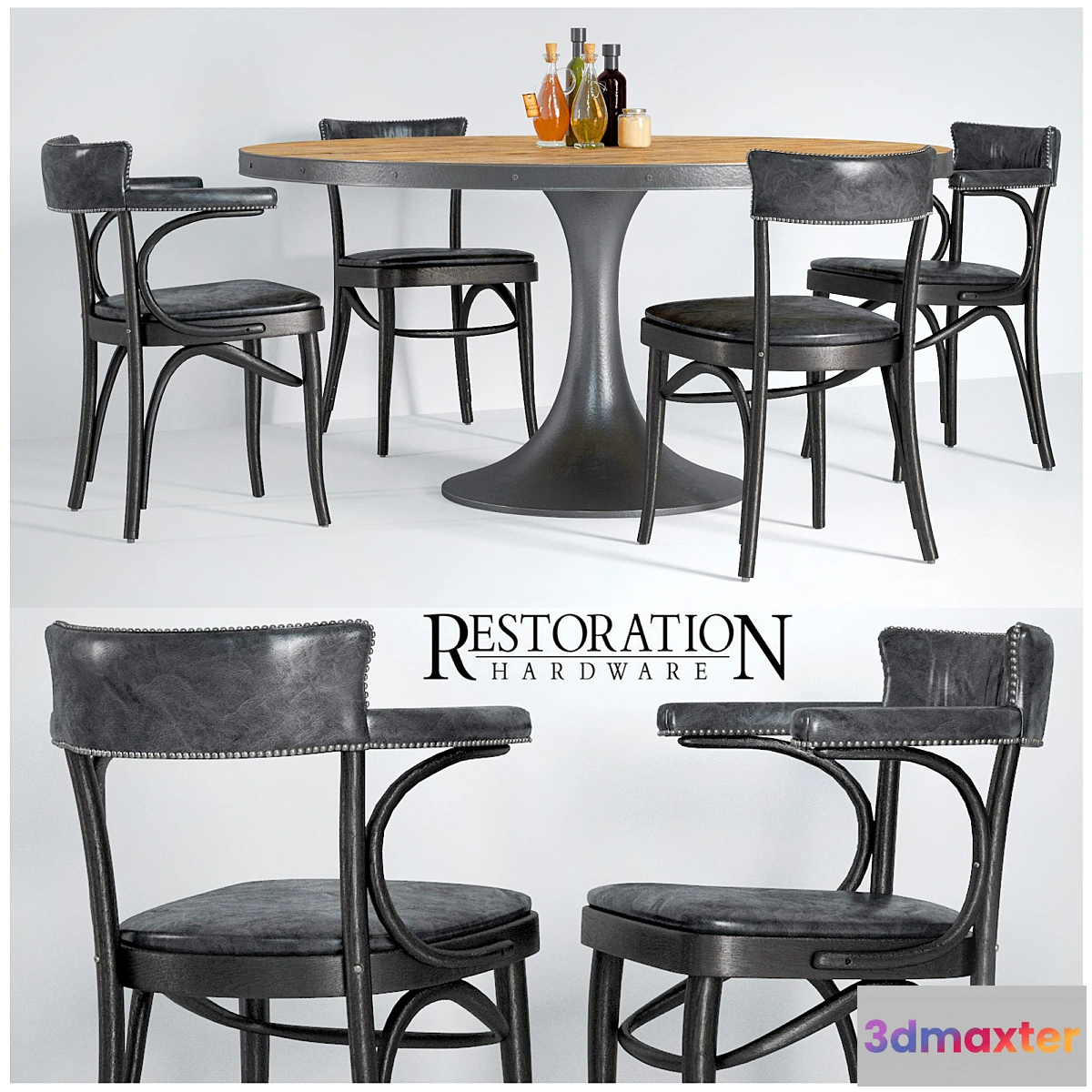 1470594 - Dining group RESTORATION HARDWARE 3D Max