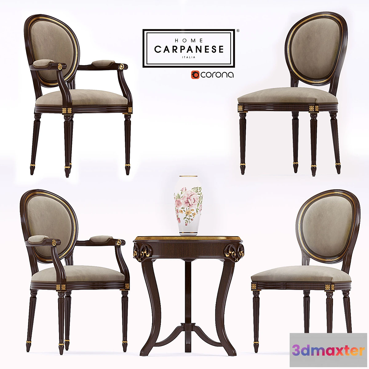 1472460 - Coffee table with Carpanese armchairs. 3D Max