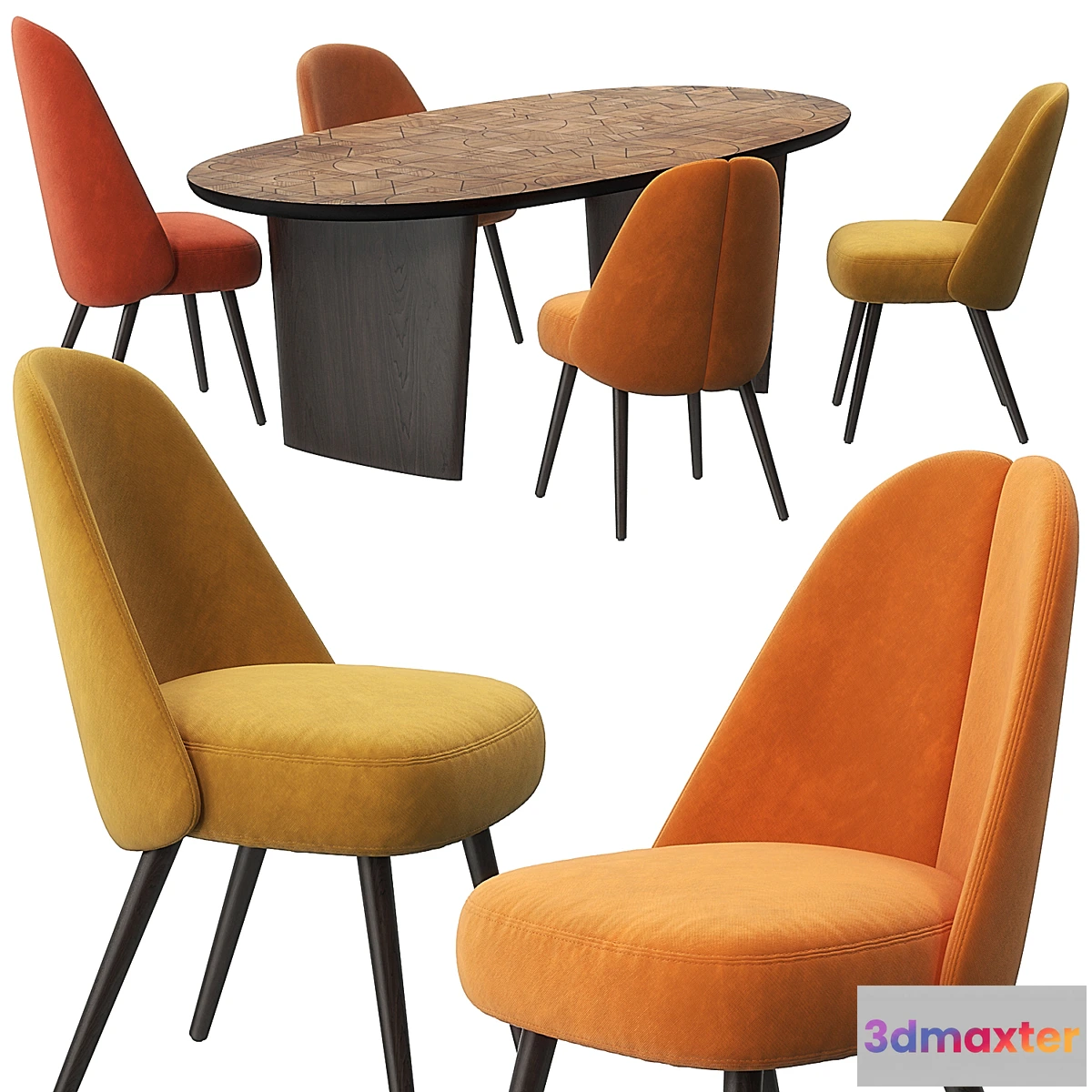 1474720 - Identities chairs patchwork table by Roche Bobois 3D Max