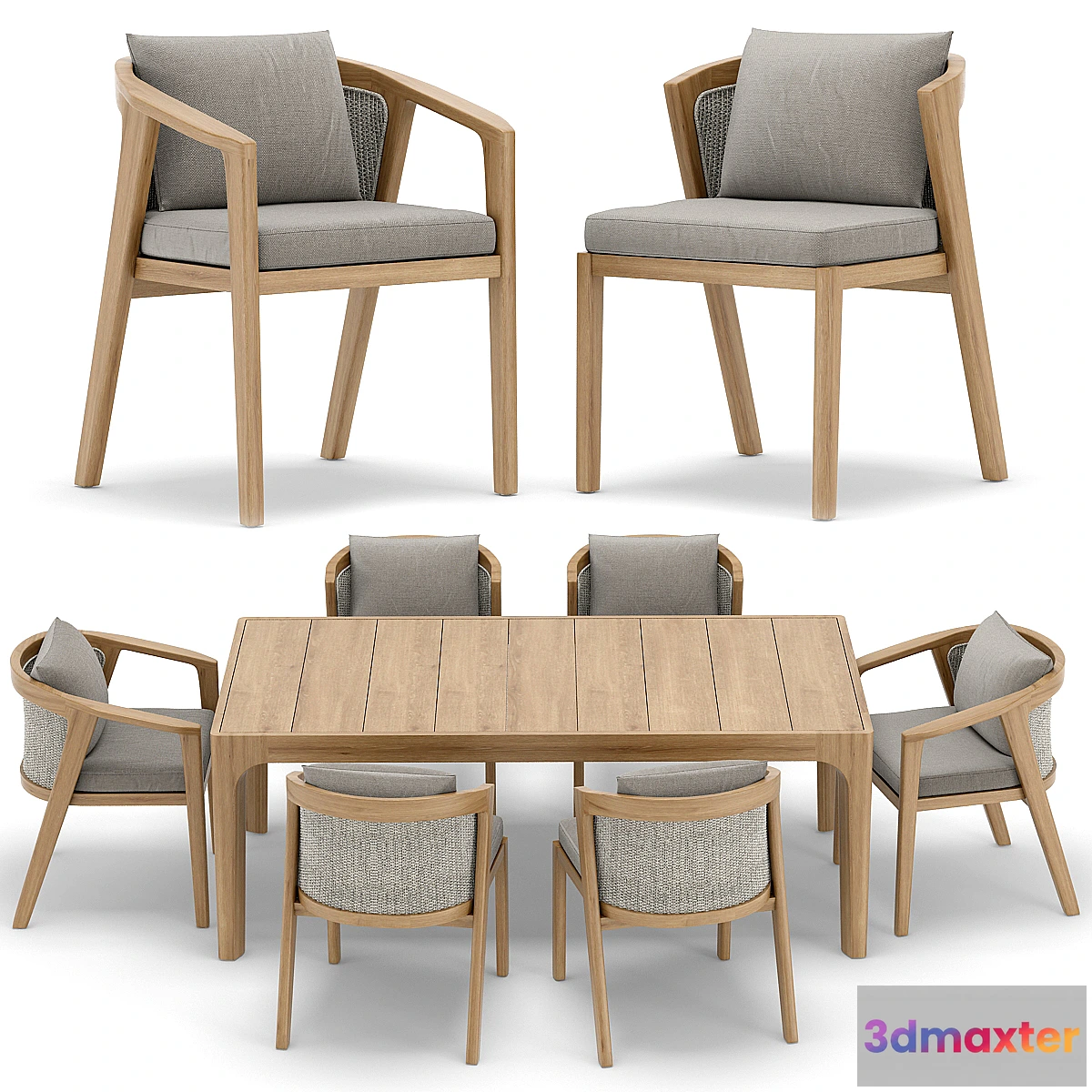 1475610 - RH Outdoor Malta restangular table and chair 3D Max