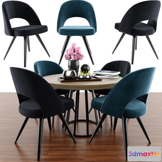 1538368 - Modrest Gloria Modern Blue Chair Set With Parquet 3D Max