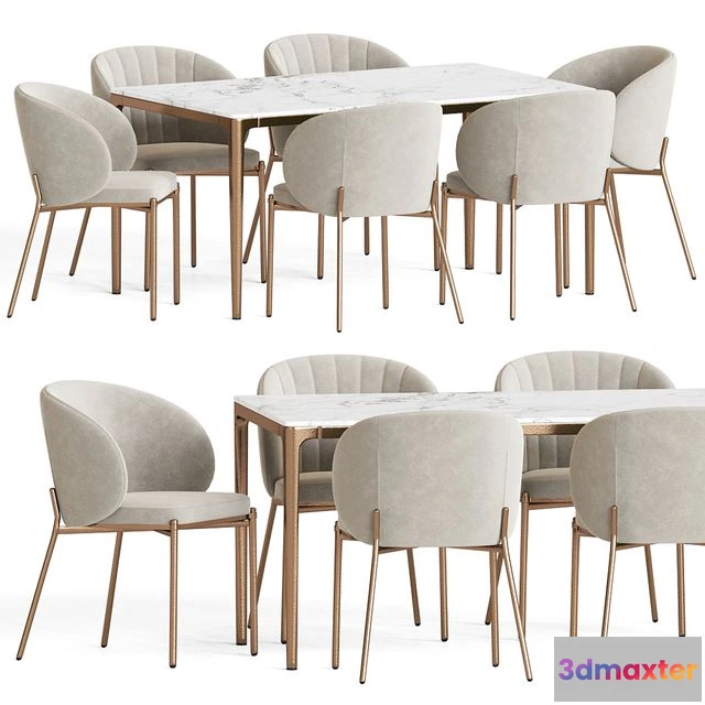 1539443 - Shell Chair Canto Table Dining Set 3D Max