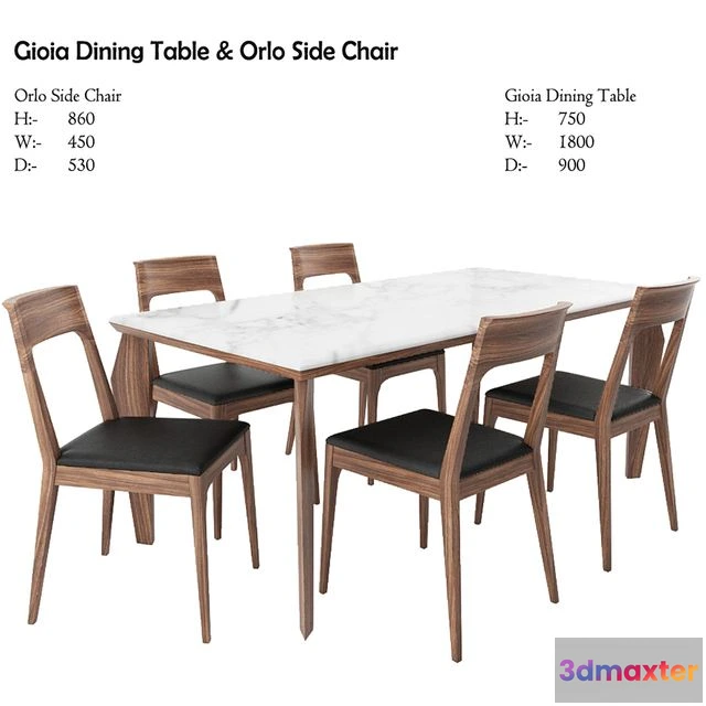 1540145 - Gioia Dining Table & Orlo Side Chair 3D Max