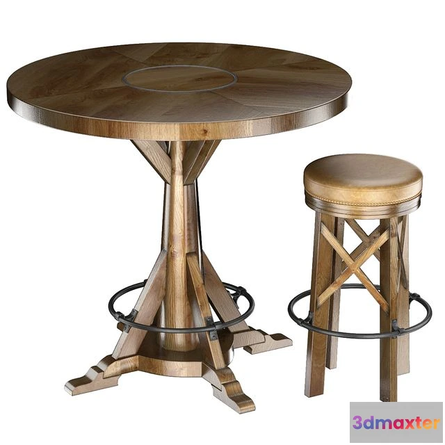 1542847 - HUNTINGDON COLLECTION table and bar stool 3D Max
