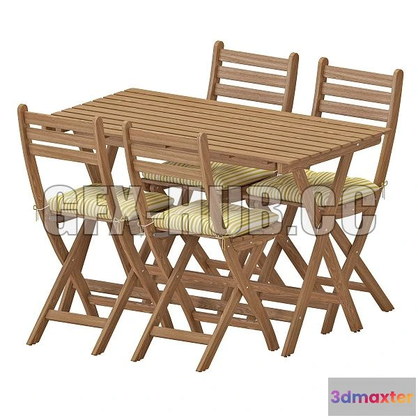 1546899 - IKEA ASKHOLMEN Table And Chairs 3D Max