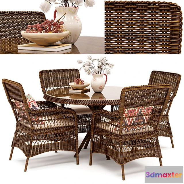 1551909 - Marie wicker chair and Grace dining table 3D Max