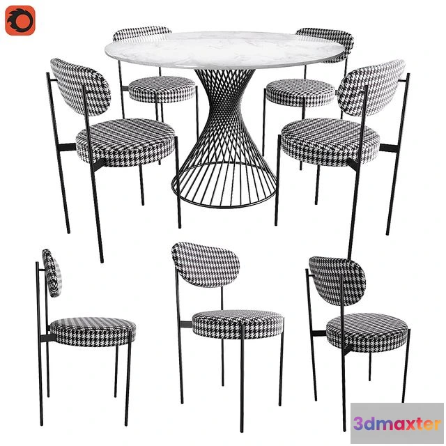 1552643 - Table Calligaris Vortex Chair Dublin Houndstooth 3D Max