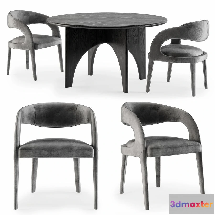 1556079 - Baleno TImber Table and Pierre Chair 3D Max