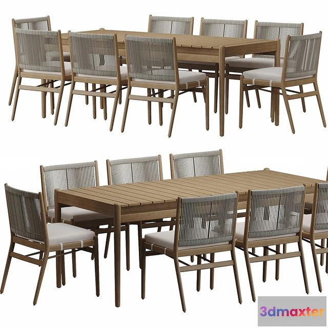 1557191 - Four Hands Rosen Outdoor Dining Table set 3D Max