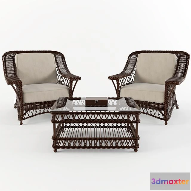 1560038 - Wicker chairs and a table 3D Max