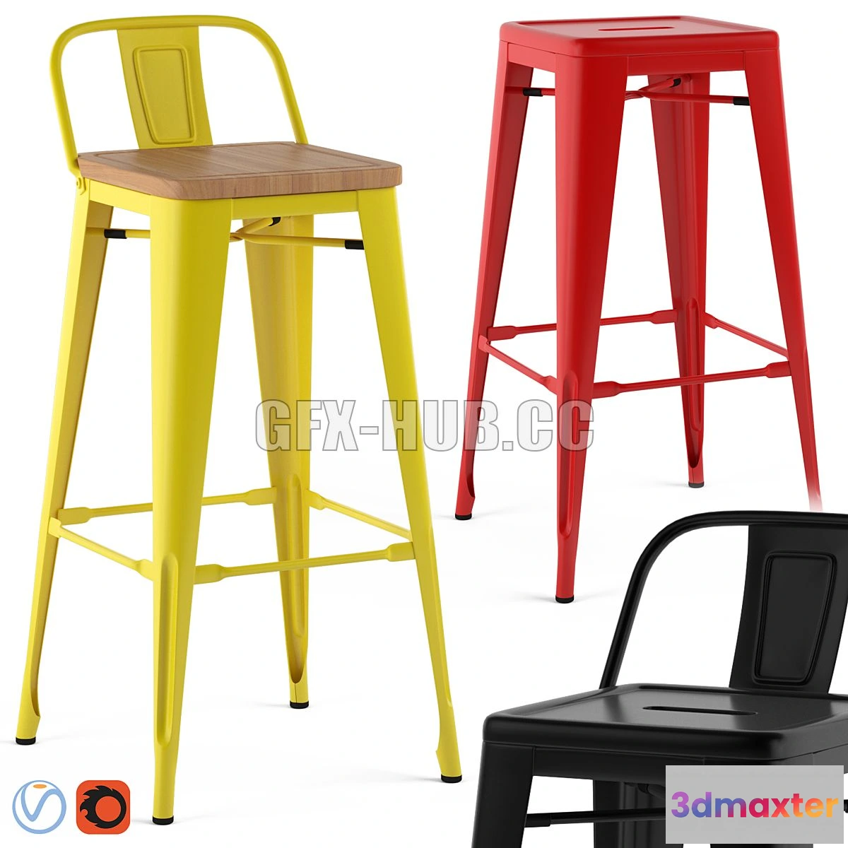 1561806 - Tolix stools 3D Max