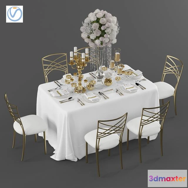 1563432 - Wedding table for 6 persons 3D Max