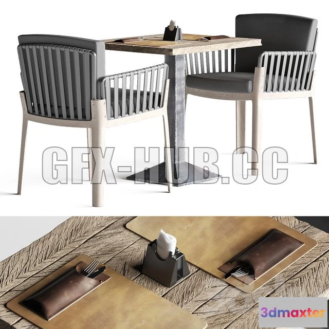 1566268 - Miami chair welded table and table setting 3D Max