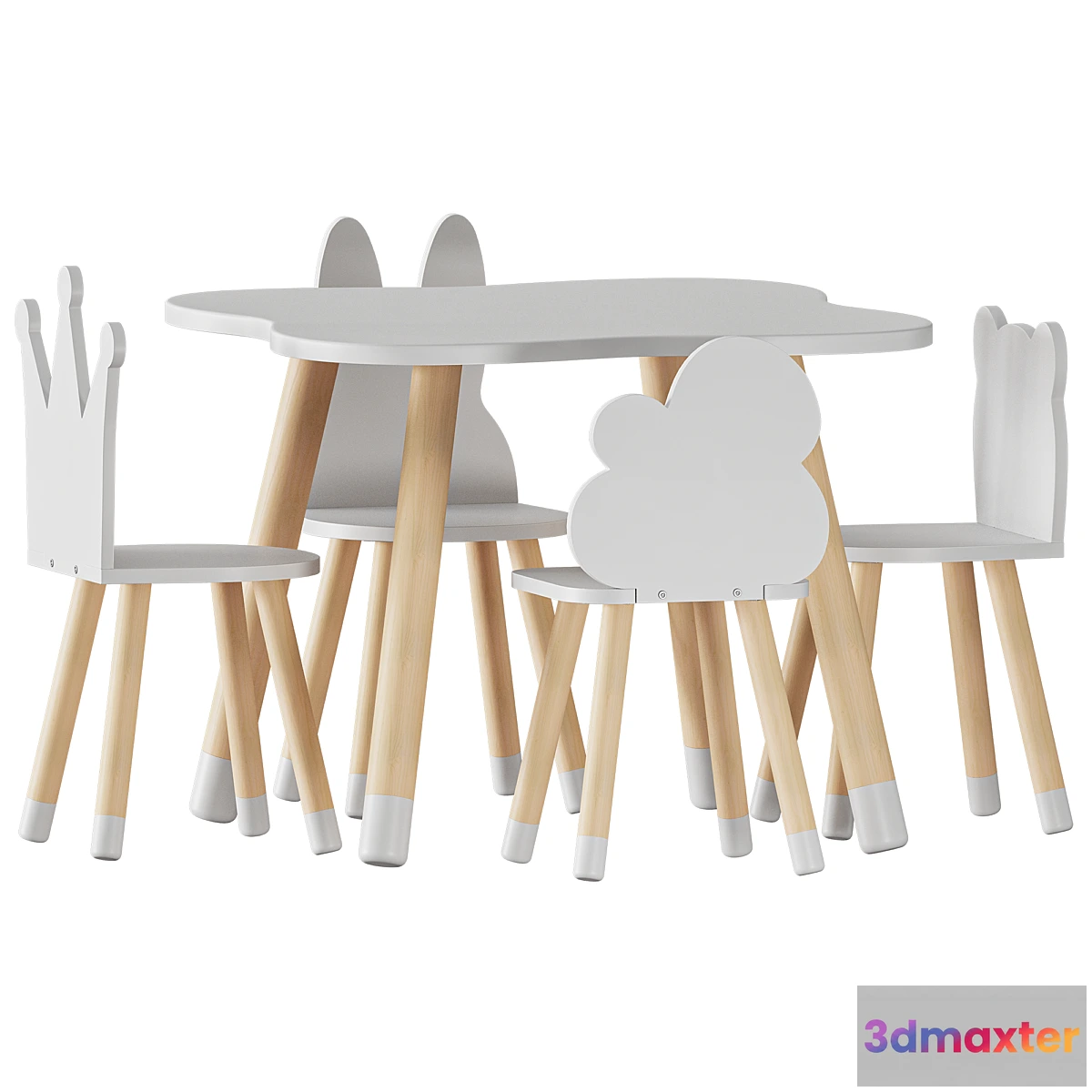 541923 - FUN Wooden Kids Table and Chairs Set