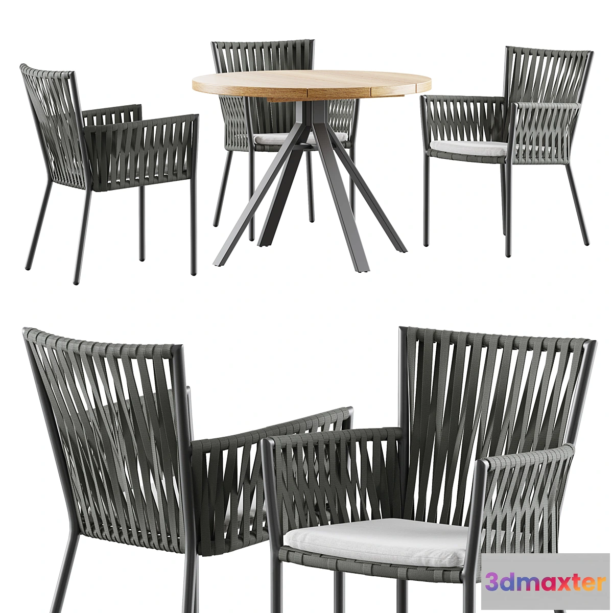 562237 - Outdoor garden wicker woven dining set Skyline design Bowline