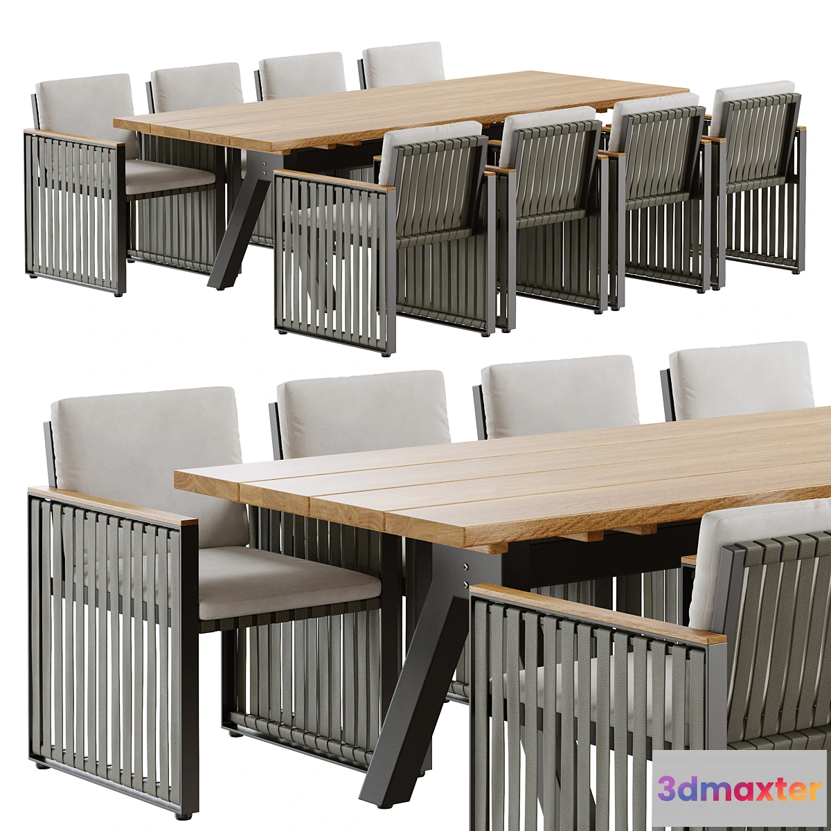 562241 - Outdoor garden wicker woven dining set Skyline design Horizon