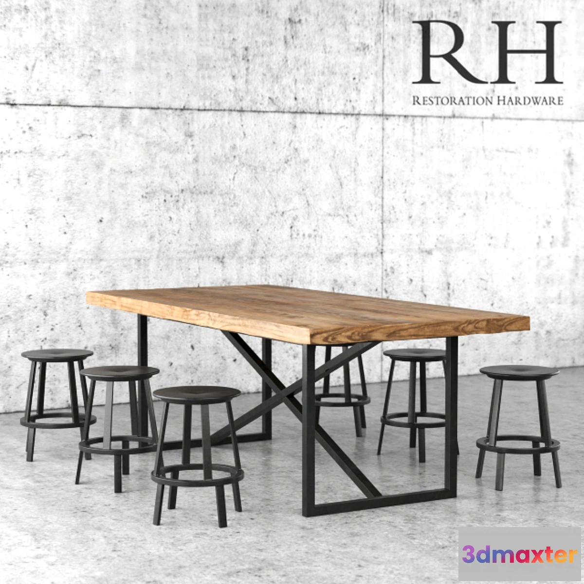 584754 - Restoration Hardware dining table and stools