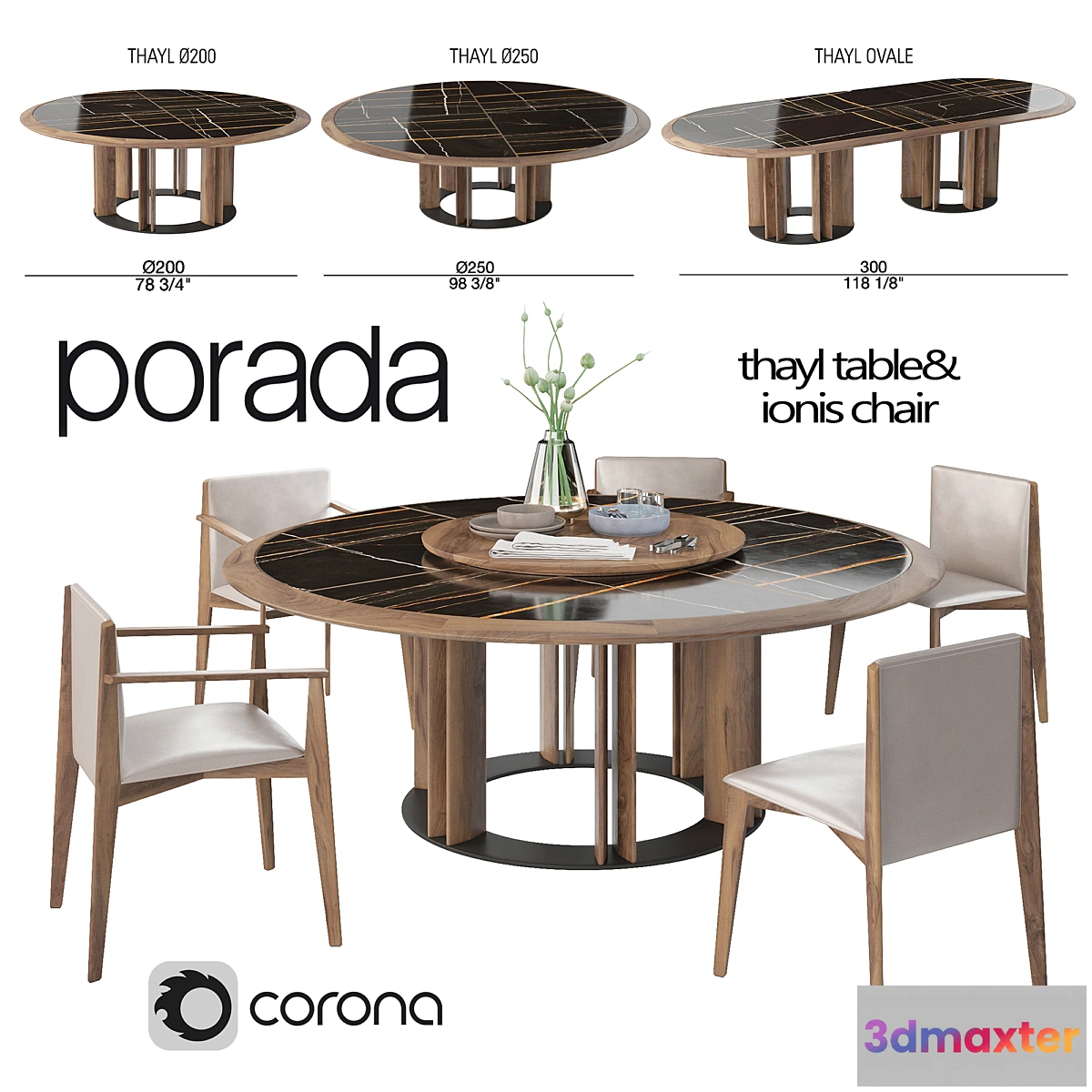 585282 - Porada Thayl Table and Ionis Chairs