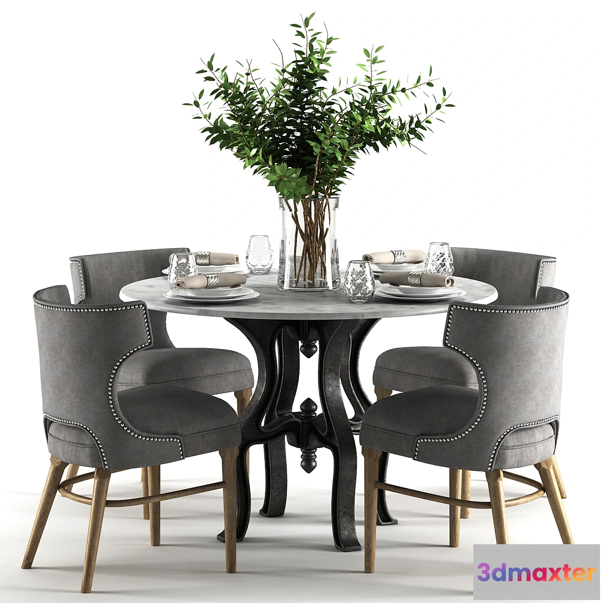 585320 - Ashford Task Chair with Hobbs 48’Round Dining Table-marble top