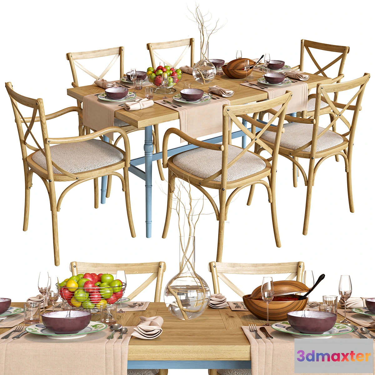 585354 - DINETTE WOODEN PROVENCE