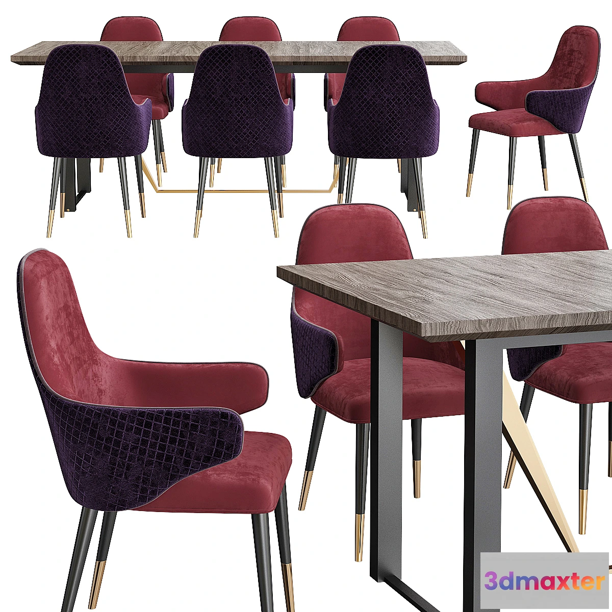 611881 - Modern Italian Designer Luxury Veneered Dining Table Set