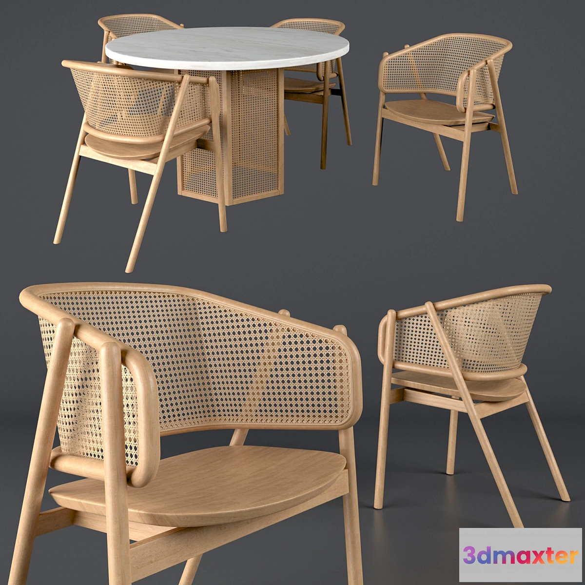 612367 - Cane armchair-01 with Atrium dining table