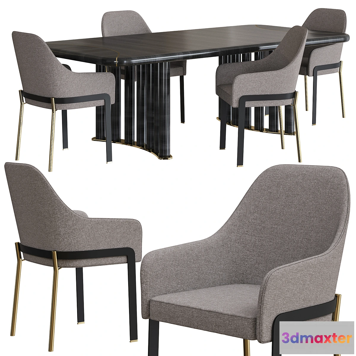 612781 - Opera Contemporary Oliver Table and Stacy Armchair Dining Set