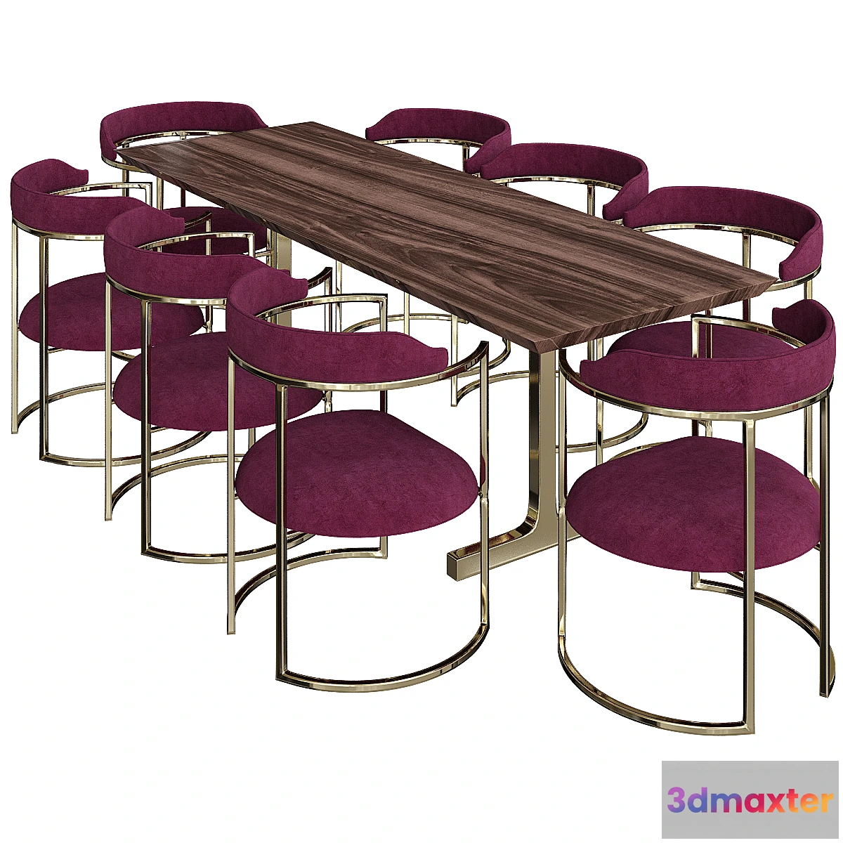 612839 - Live Edge Solid Walnut Slab Dining Table with Resin Finish