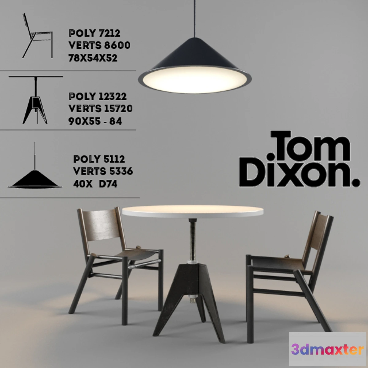 624581 - Cone Light Table Large Screw Peg Chair Black