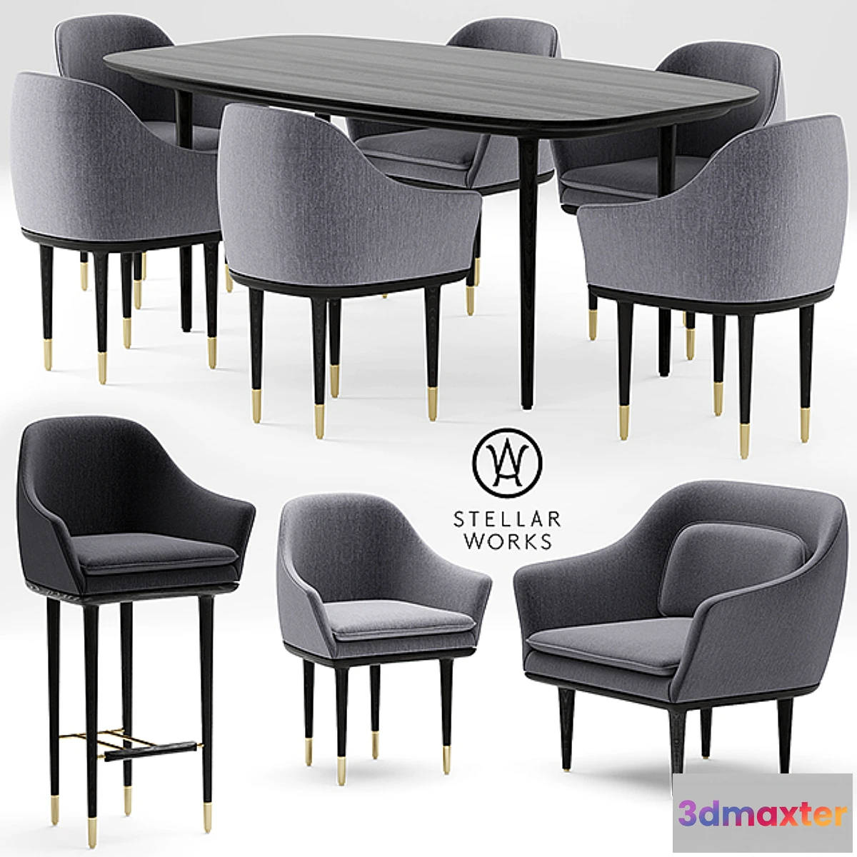 645403 - Table and chairs STELLAR WORKS LUNAR LOUNGE CHAIR LARGE