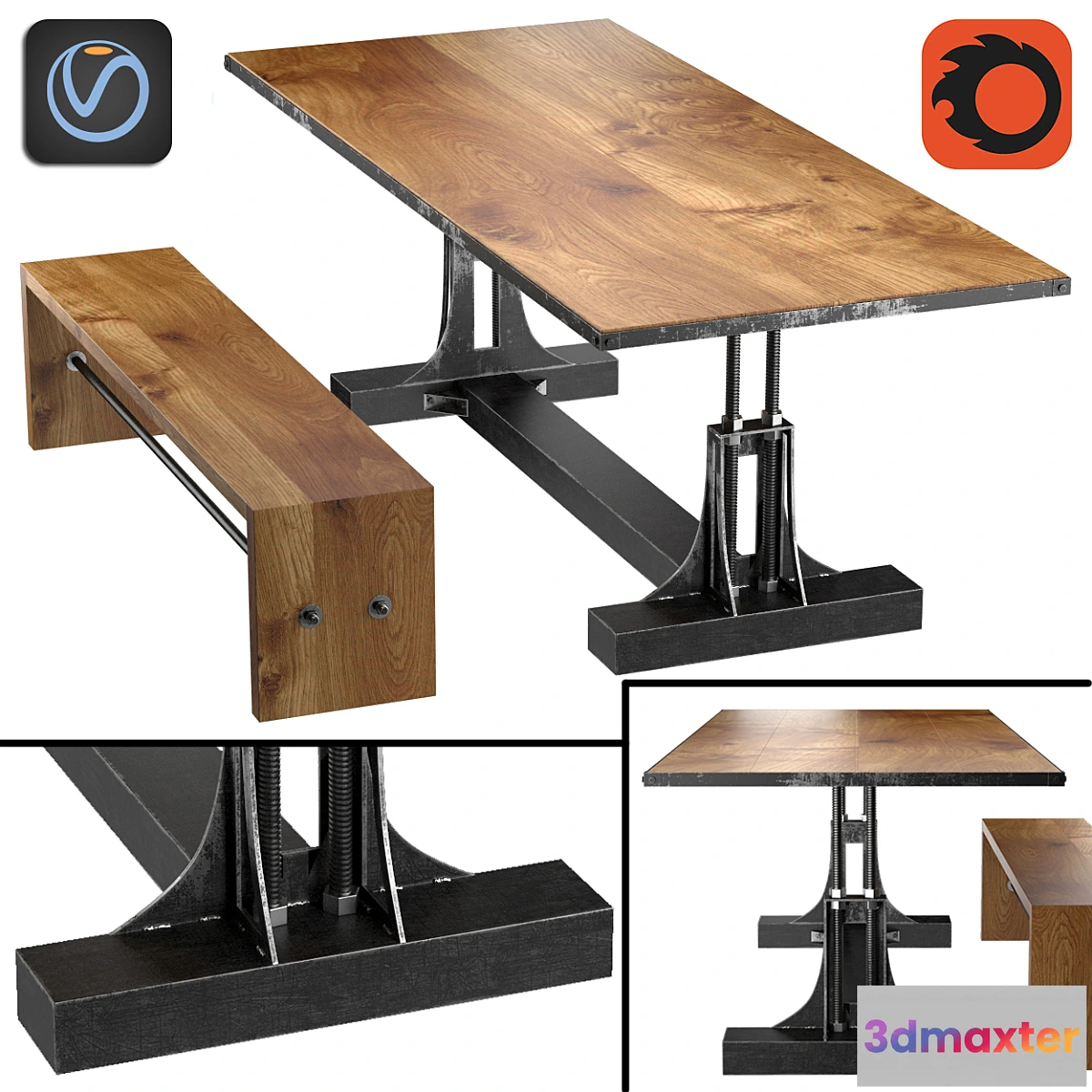 649393 - Post Industrial table and bench