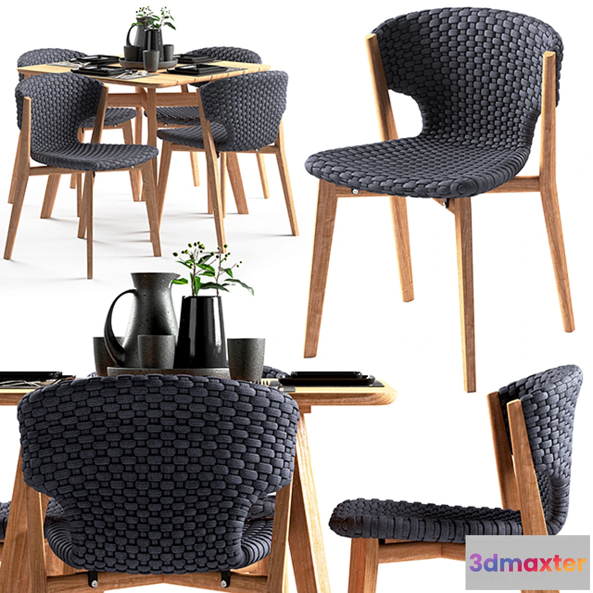 653273 - Ethimo Knit dining chair and square table