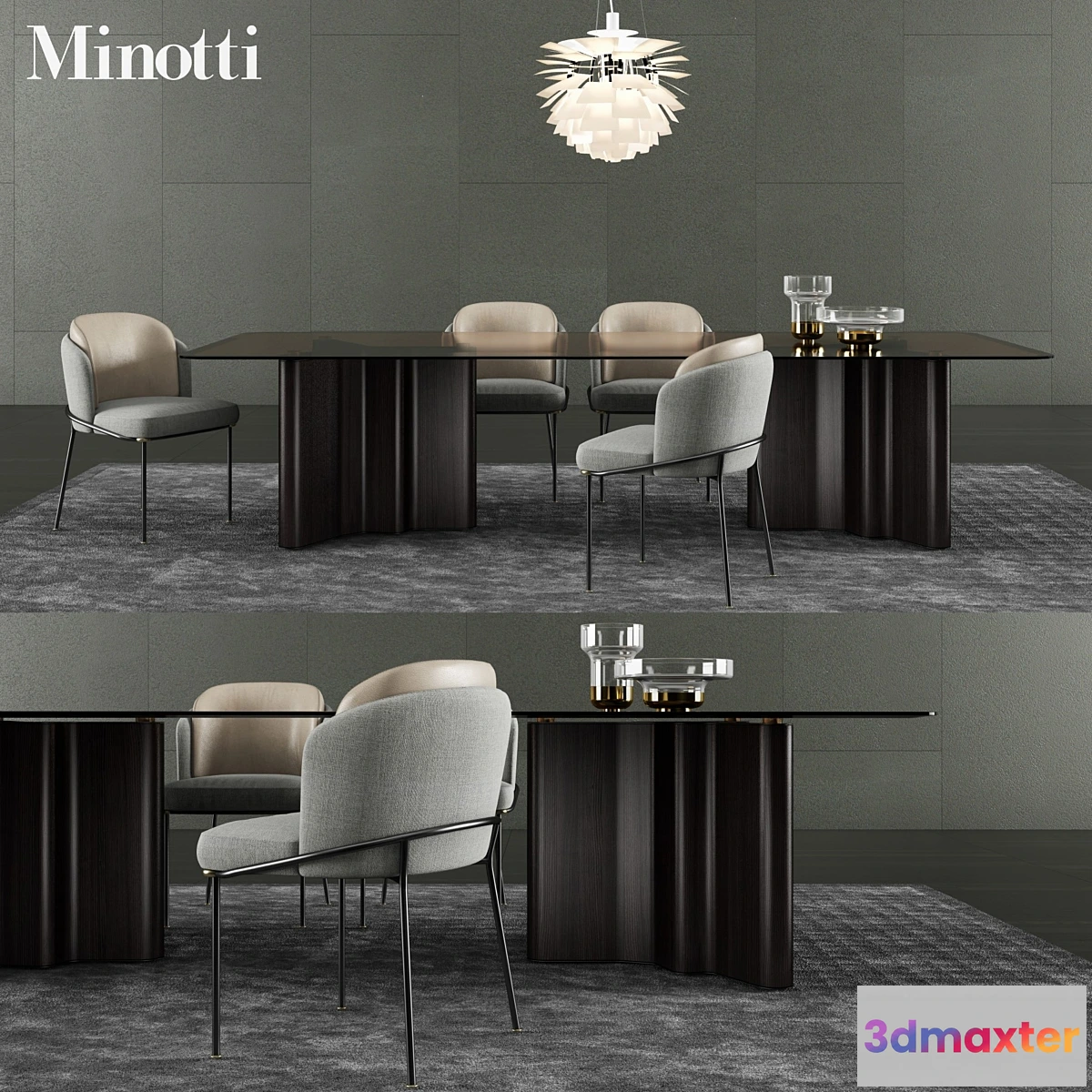 662419 - Minotti Lou Dining Table & Fil Noir Dining Chair