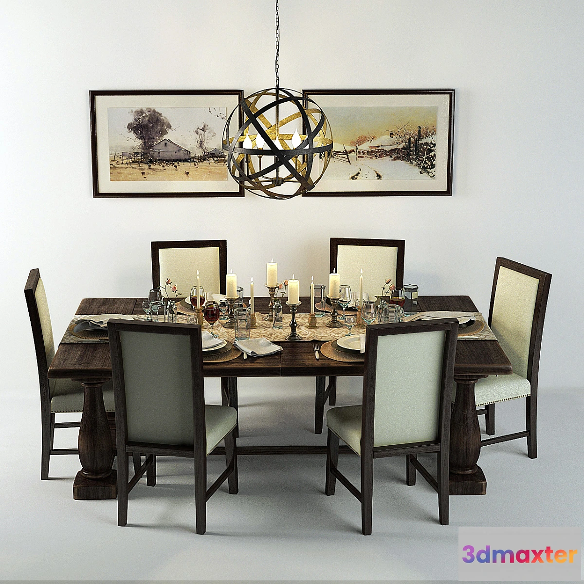 666715 - Wooden dining table with chairs