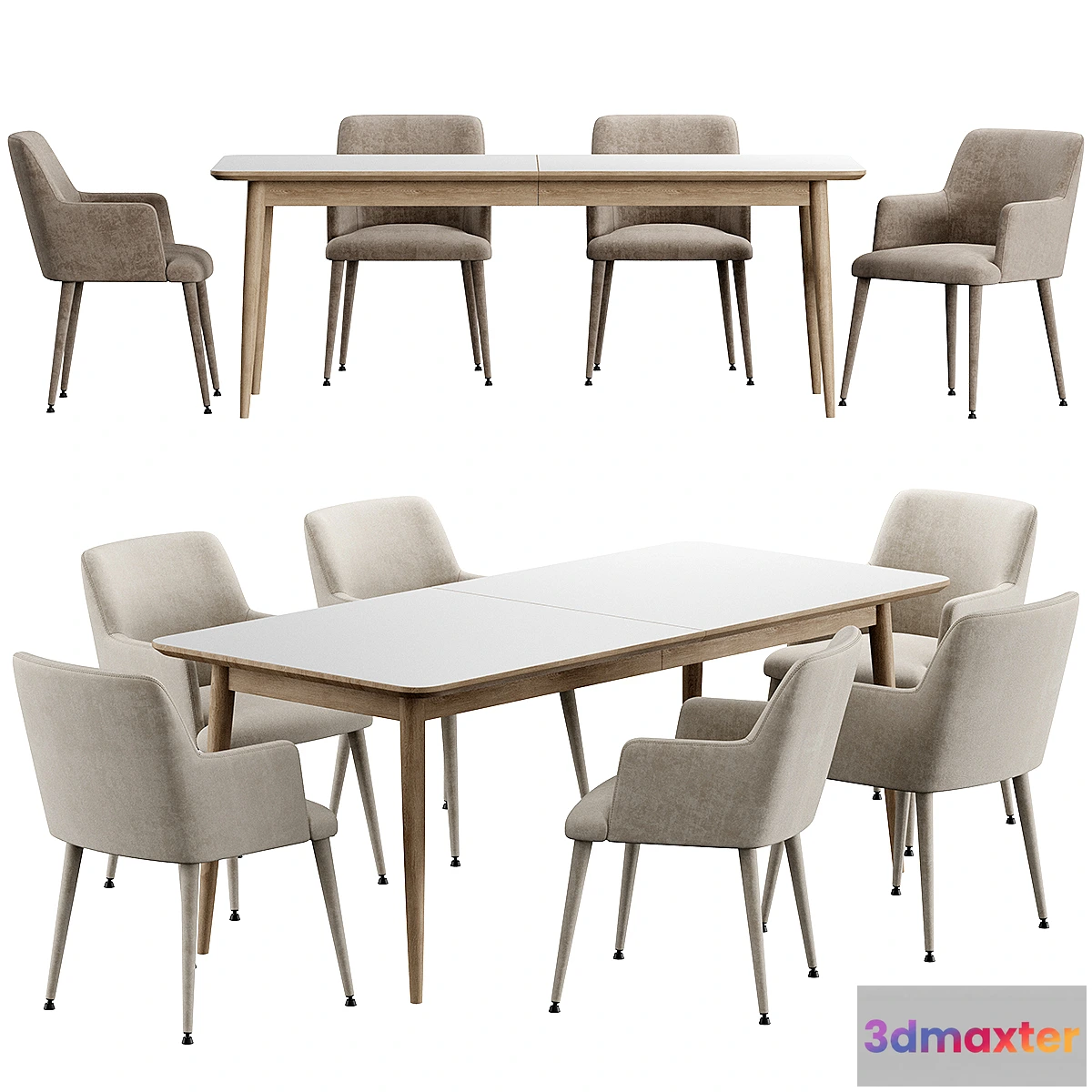 680022 - Kemo Konyshev Chair Tate Walnut Extendable Midcentury Dining Table