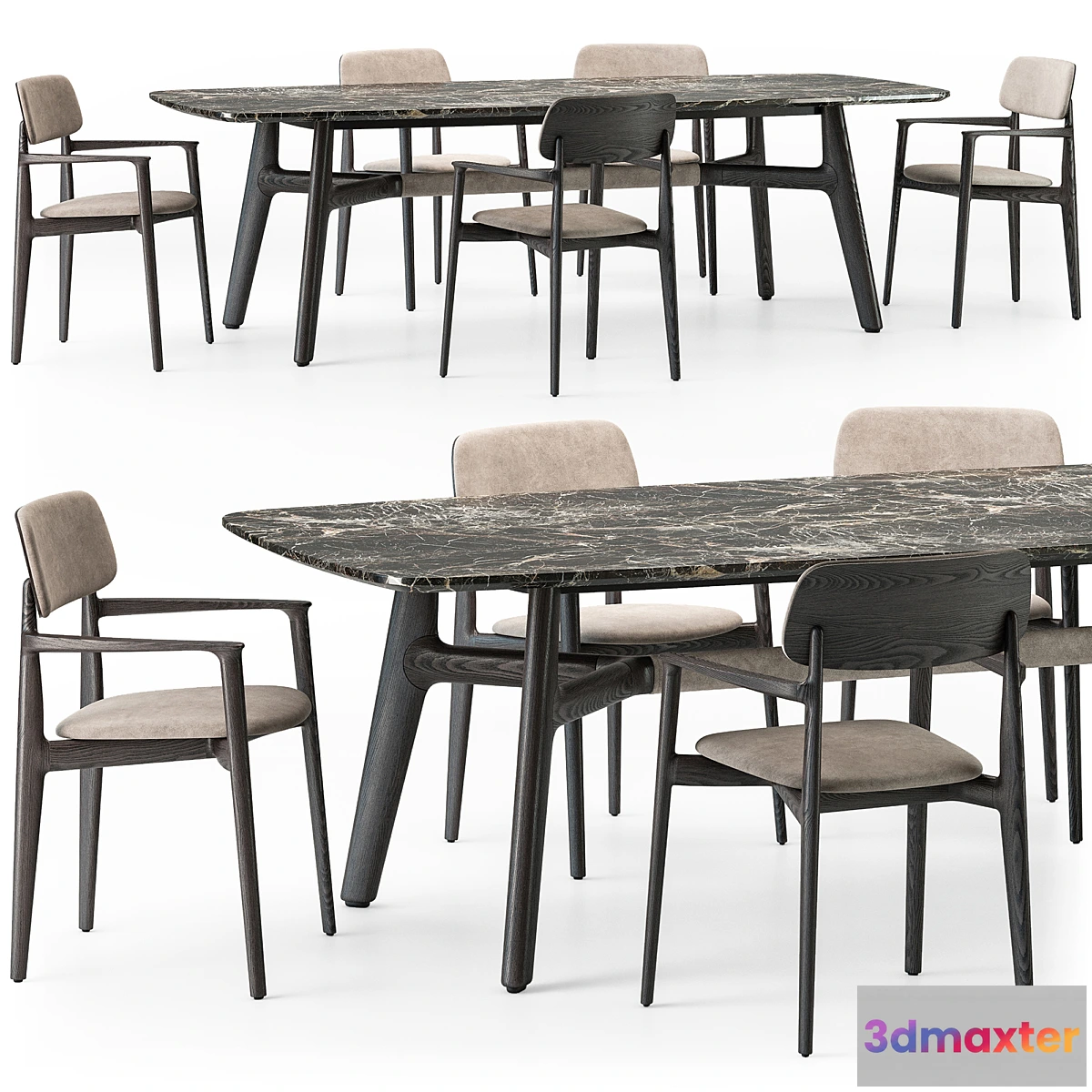 680118 - Poliform Curve dining table armchair set