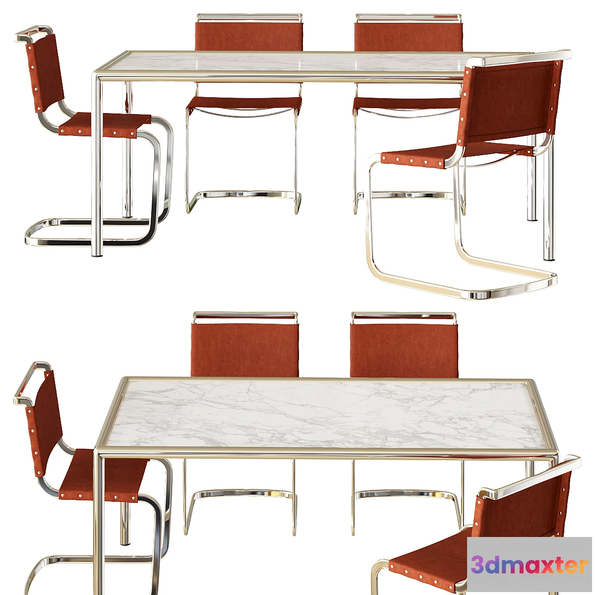 680186 - Cy Metal and Marble Dining Table