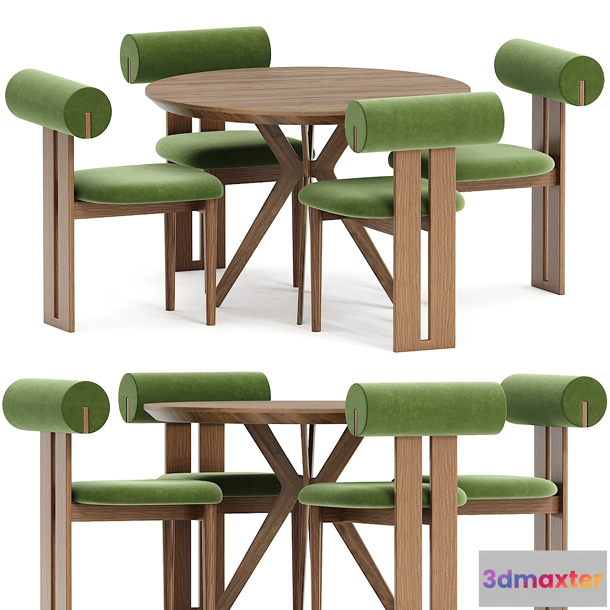 680194 - Hippo chair and table walnut