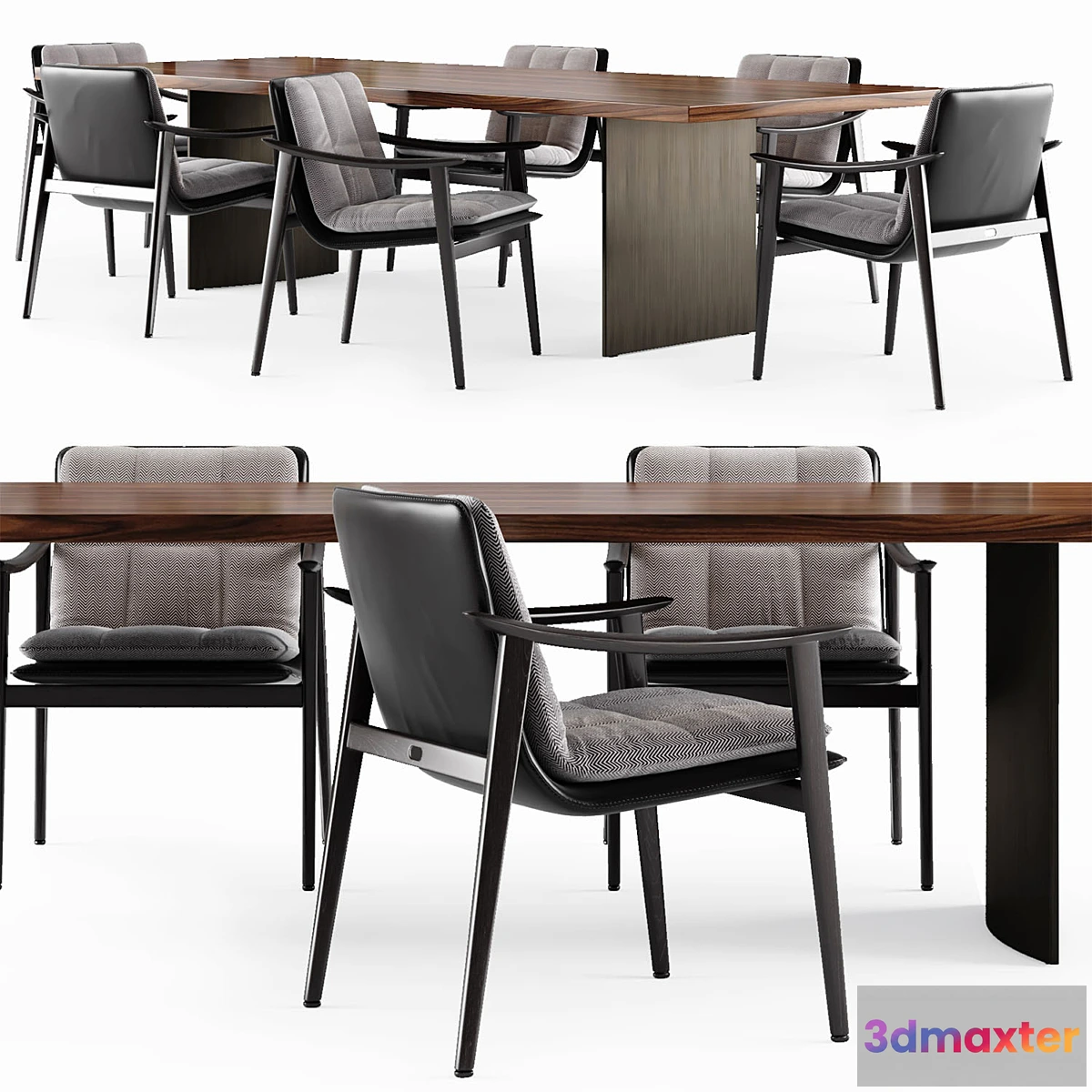 699088 - Minotti LINHA table and FYNN SADDLE HIDE Chair