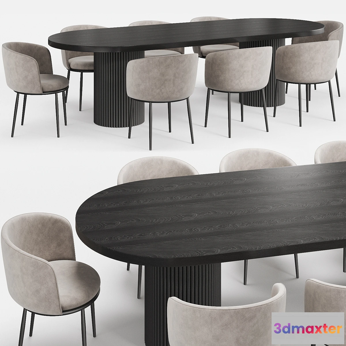 699334 - GLOBEWEST Benjamin Ripple table and Filmore dining chair Eichholtz