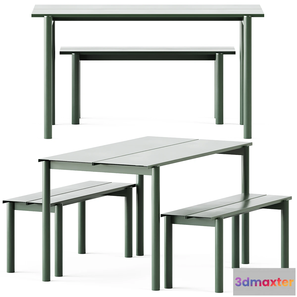 699444 - Linear Steel Garden Set L 140cm Table and Bench by Muuto