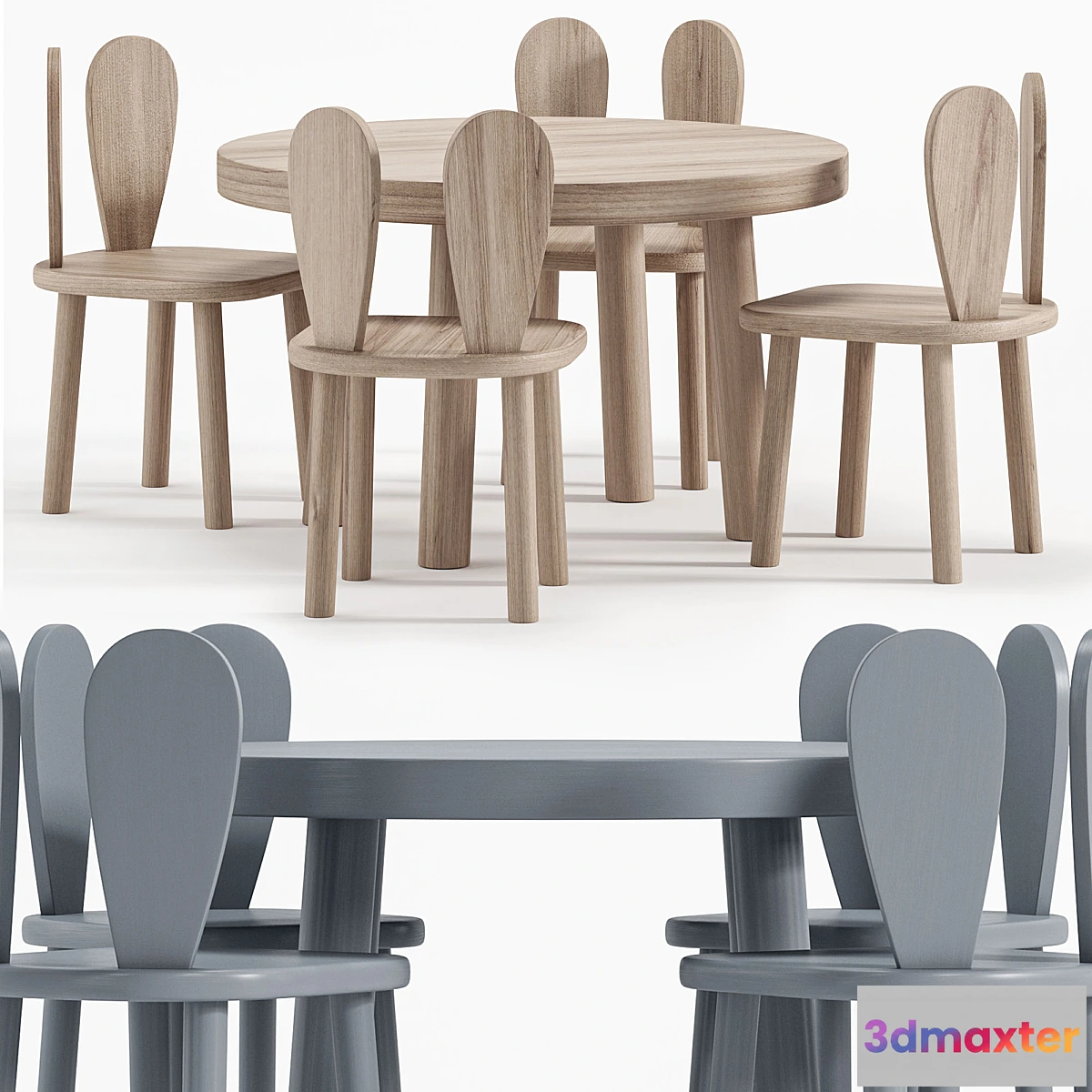 710638 - Rabbit Chair Wooden Kids Table By Etsy