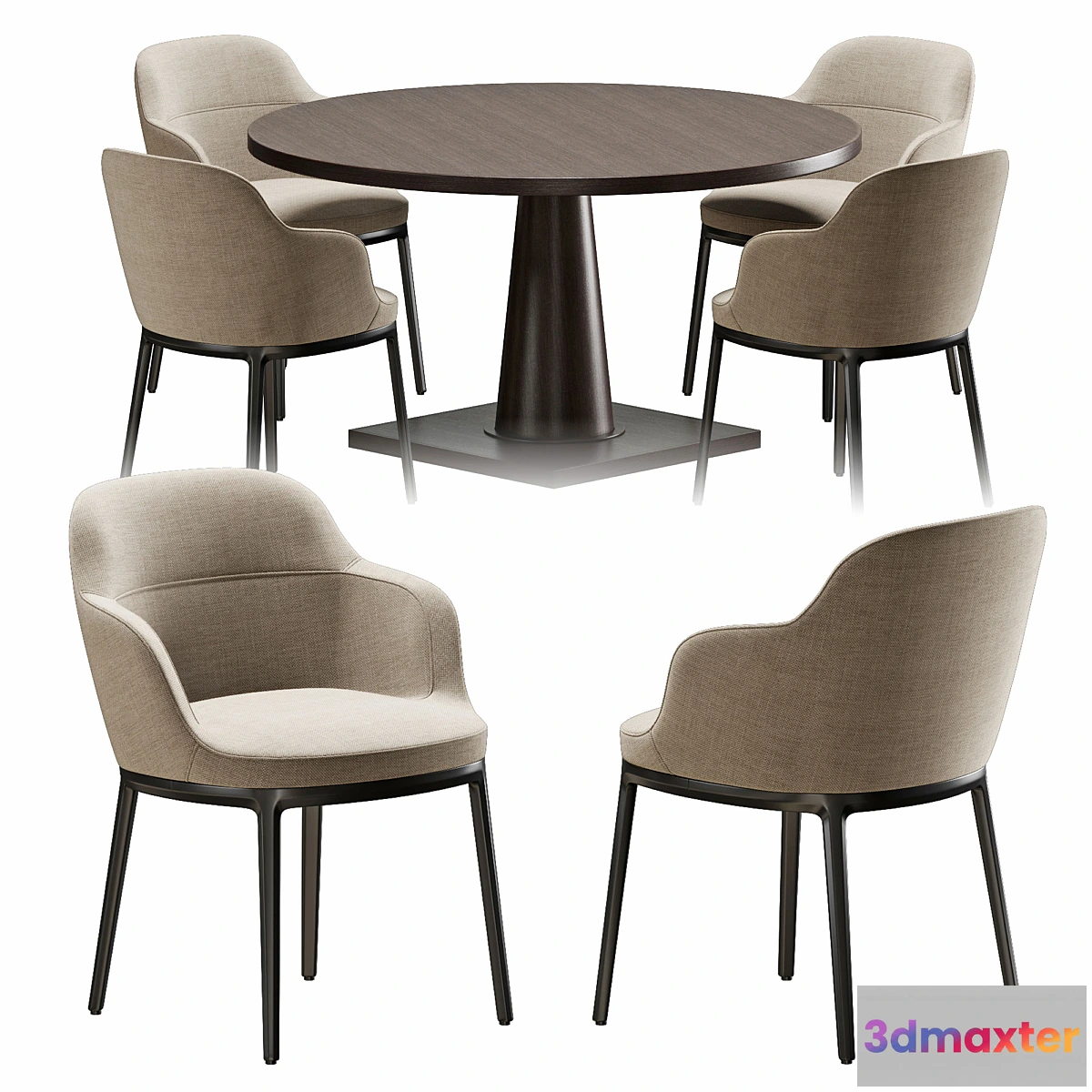 730512 - Chair and table B & B Maxalto Caratos Maxalto Convivio - No.2