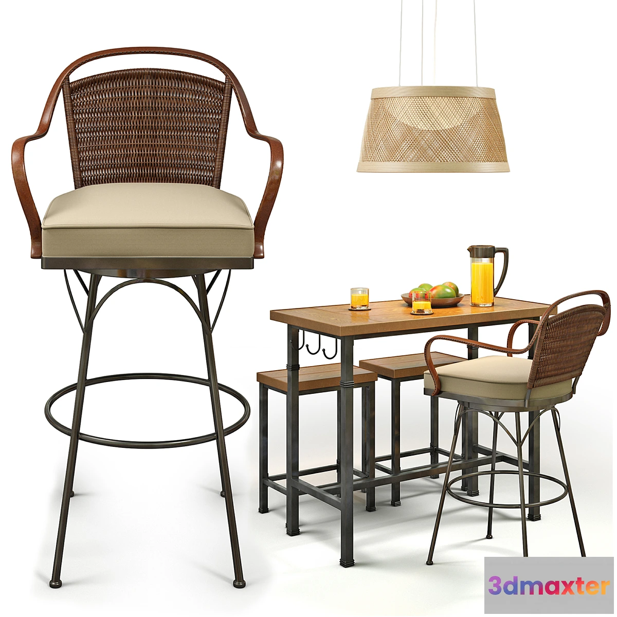 765445 - Metal and Wood Pub Set