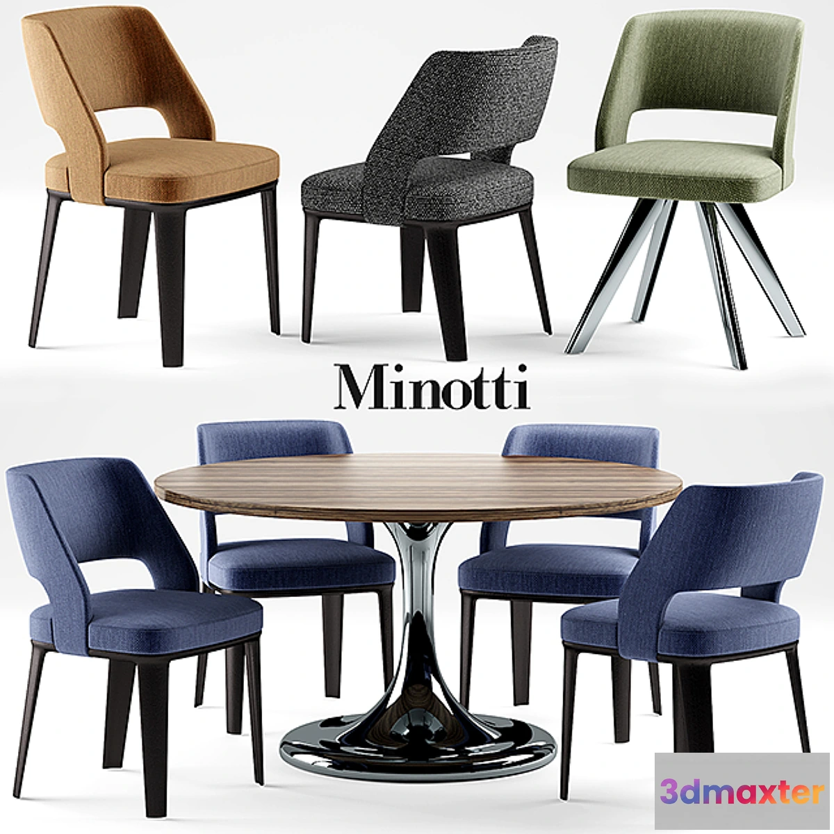 797556 - Table and chairs minotti NETO table OWENS CHAIR - No.3
