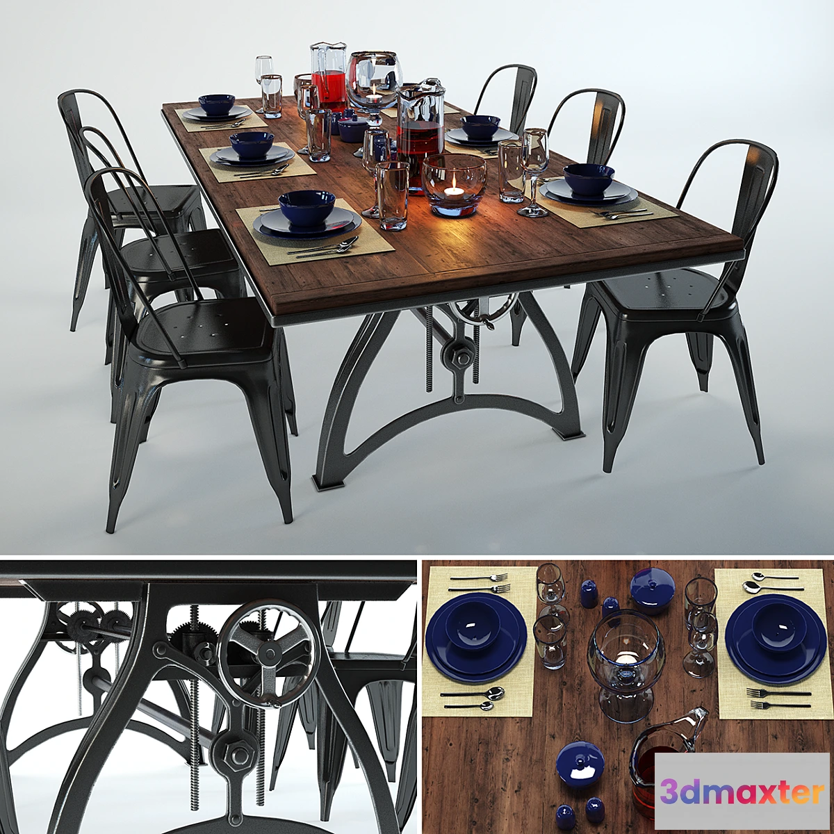 807866 - Iron dining table from IndustriaLux